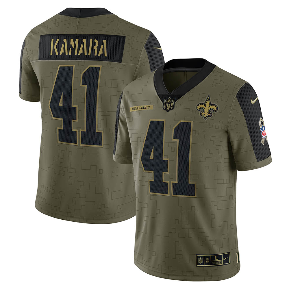 Men's New Orleans Saints Alvin Kamara Salute To Service Limited Player Jersey Olive
